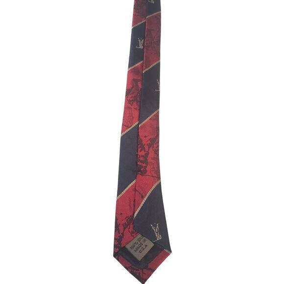 Stratton-Crooke Mens Tie Necktie Designer Luxury Red Blue Striped Golf Player - Picture 7 of 12